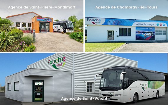 Agences de voyage à Saint-Pierre-Montlimart (49), Chambray-lès-Tours (37) et Saint-Varent (79)